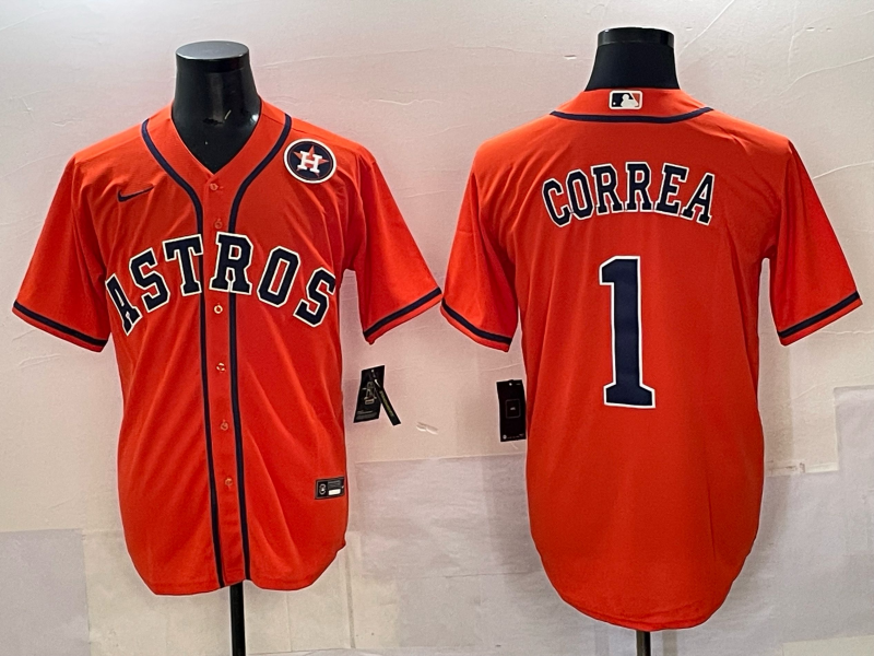 Men Houston Astros #1 Correa orange 2025 Nike MLB Jersey 004